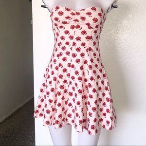 Forever 21 Dresses - π Light Pink with red floral dress Forever 21 Dresses - π Light Pink with red floral dress